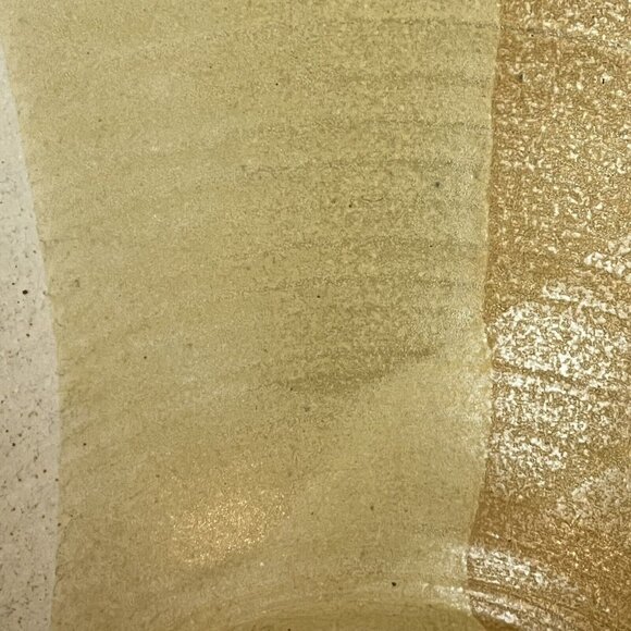 Speckled Brown and Tan Pottery Bowl 11.5" Diameter Rustic Handmade Stamped - Picture 5 of 15